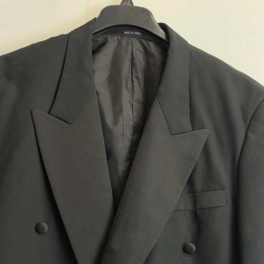 Dino Divinci Mens 44L Double Breasted Tuxedo Jacket Satin Peak Lapel‎ Blazer